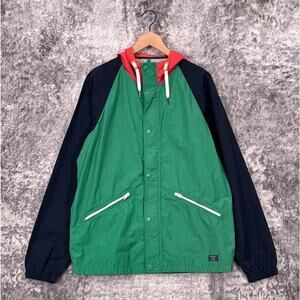 New Abercrombie & Fitch Jacket Medium Mens Green Colorblock Windbreaker Hooded